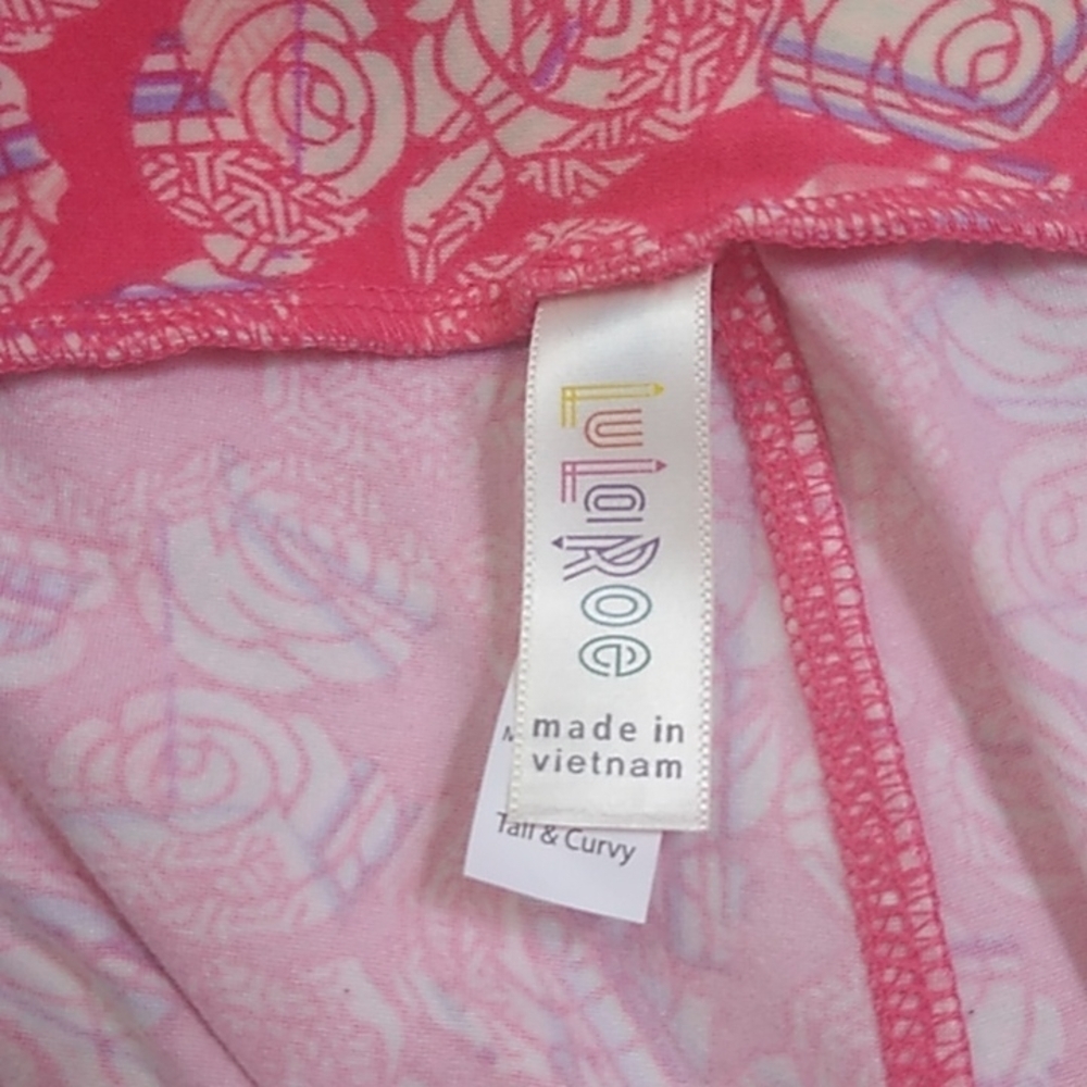 Lularoe Pink Rose Print Leggings TC (12-18) #449 - Picture 4 of 6
